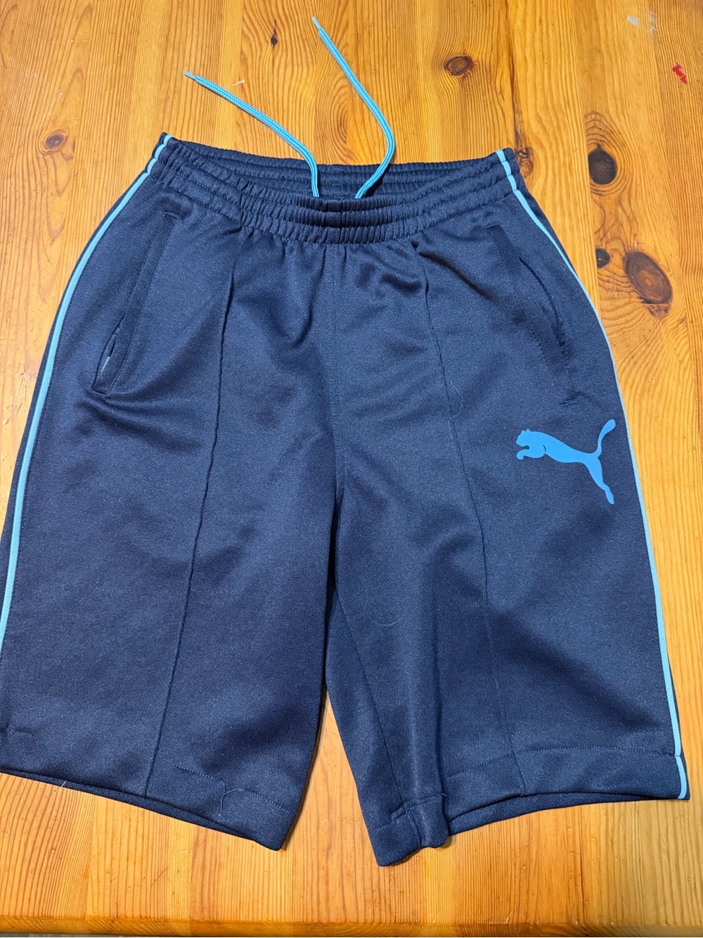 Puma Boys Navy Shorts with Light Blue Accents